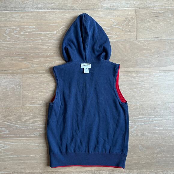 Pendleton Women's Reversible Hooded Vest Red Navy Full Zip Medium - Picture 4 of 6